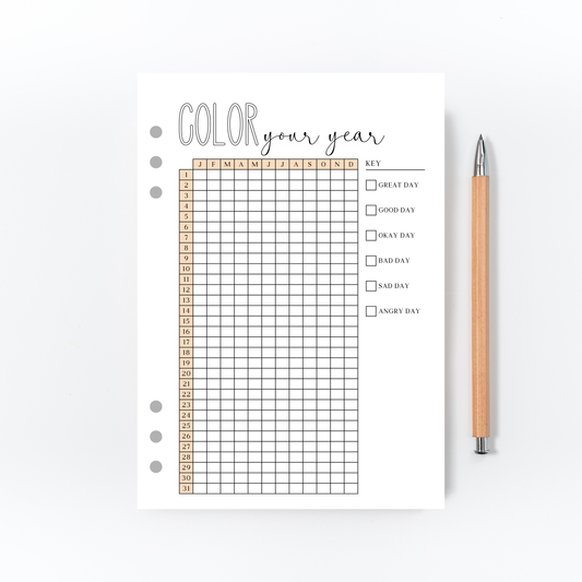 Color Your Year in Pixels Tracker for Bullet Journal