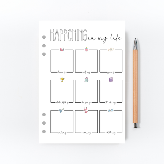 Happening in My Life Page for Bullet Journal