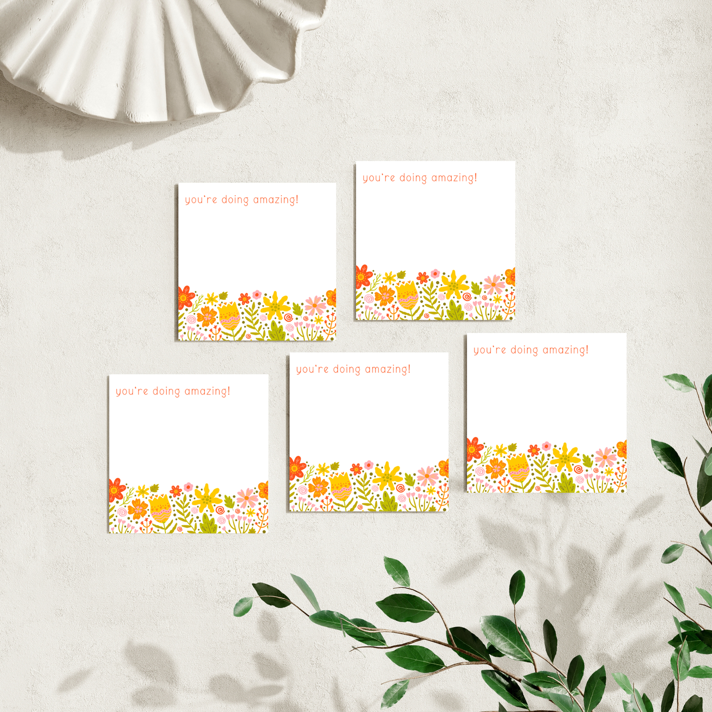 Retro Florals: 50 Sheet Post-It Note Notepad
