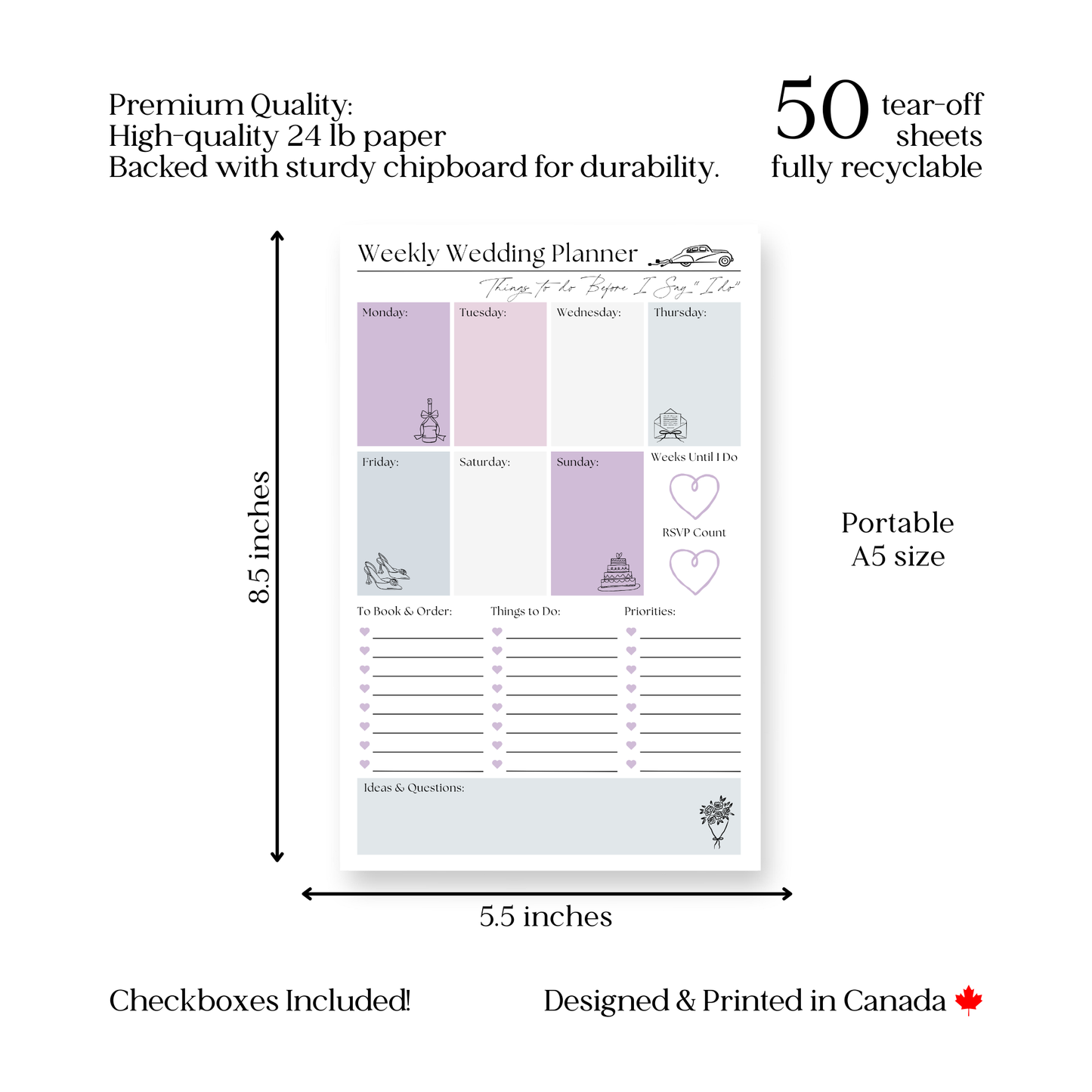 Weekly Wedding Planner Notepad