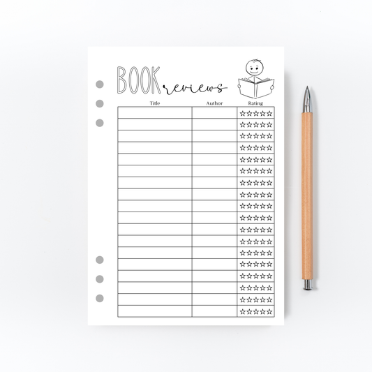 Book Review Page for Bullet Journal