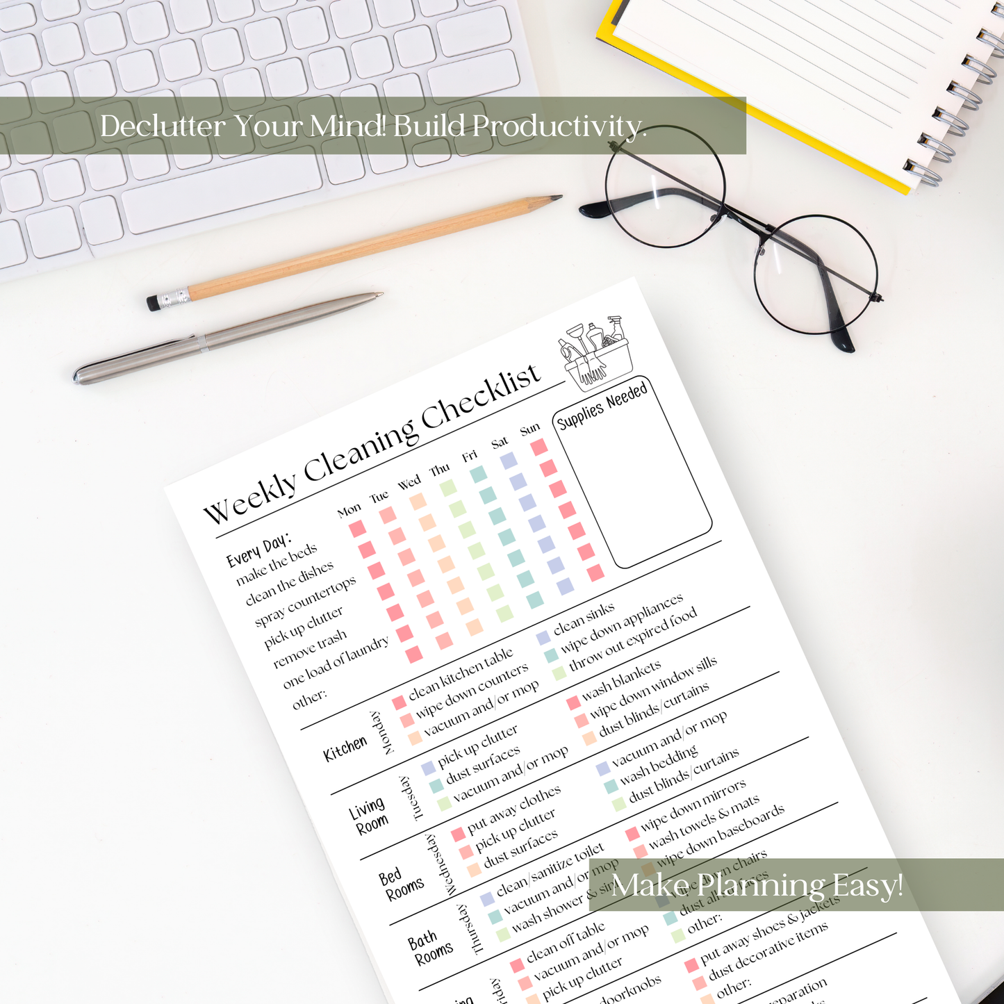 Weekly Cleaning Checklist Notepad