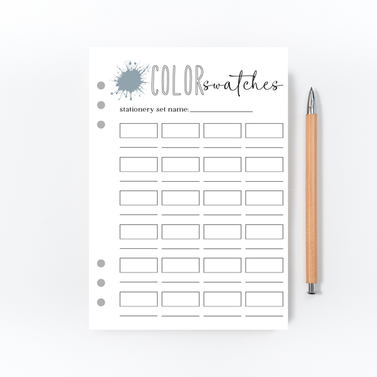 Color Swatches Page for Bullet Journal