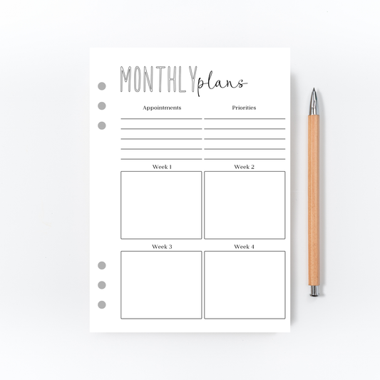 Monthly Plans Page for Bullet Journal