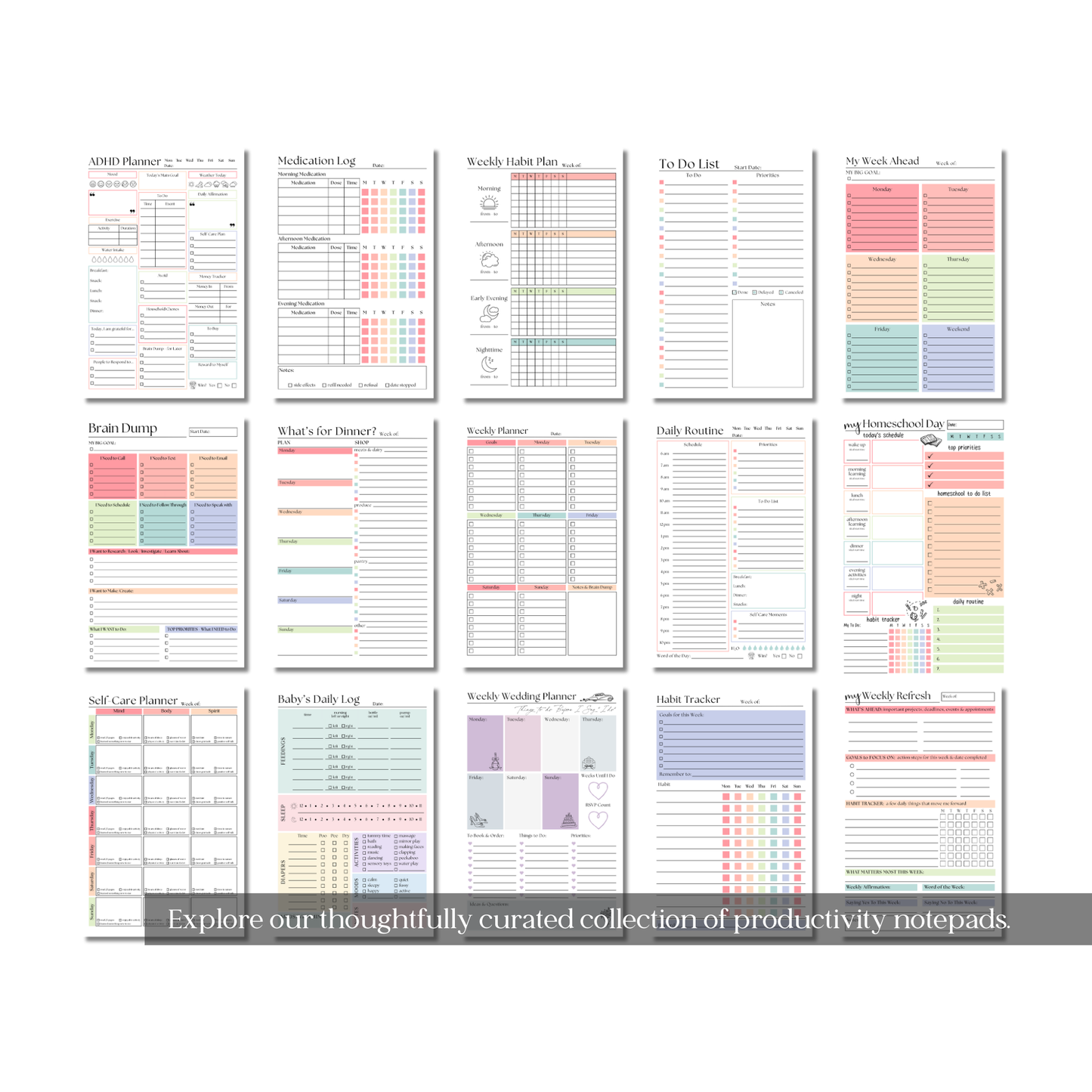 My Daily Bloom Self-Care Planner Notepad: 50 Page Tear Off Style Notepad