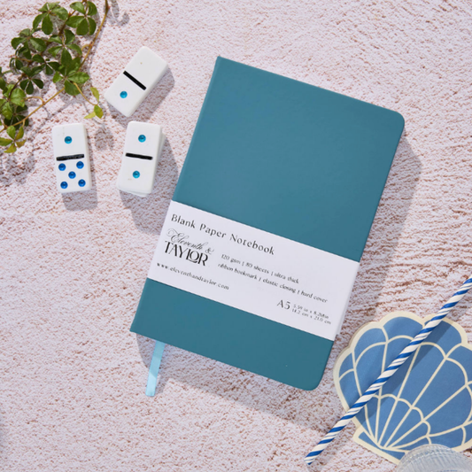 Teal Blue Hard Cover Blank Page Journal: 120gsm Paper