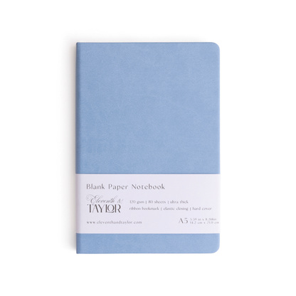 Periwinkle Blue Hard Cover Blank Page Journal: 120gsm Paper