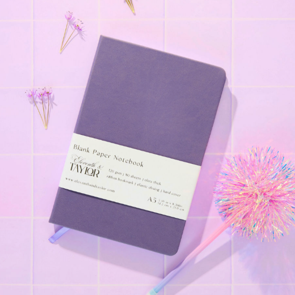 Grape Purple Hard Cover Blank Page Journal: 120gsm Paper