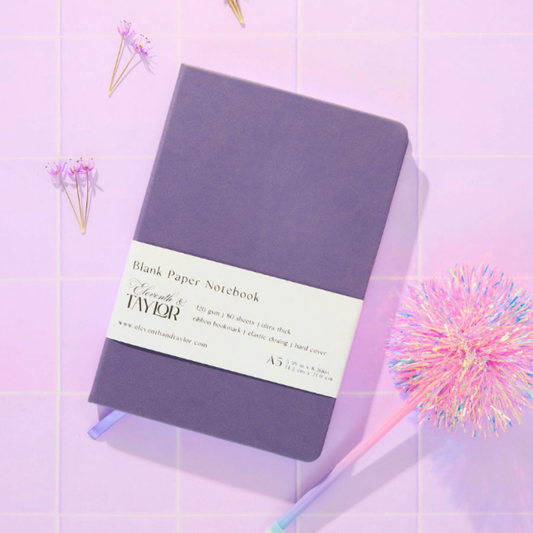 Grape Purple Hard Cover Blank Page Journal: 120gsm Paper
