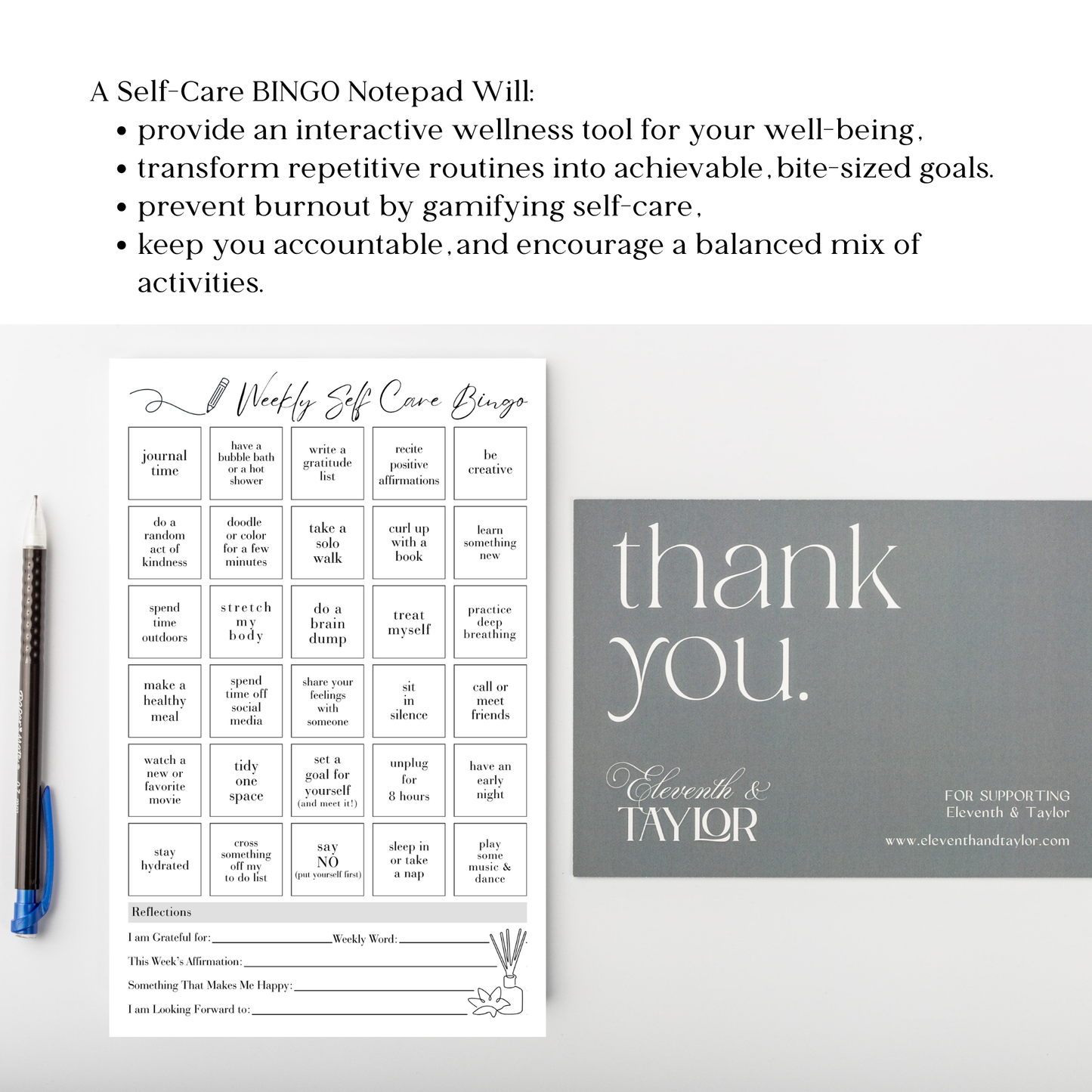 Self-Care BINGO Notepad