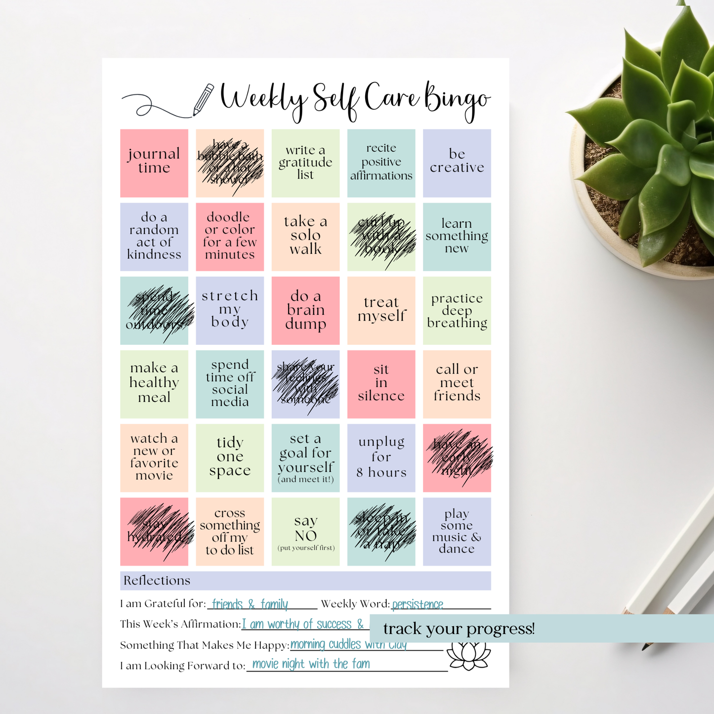 Self-Care BINGO Notepad