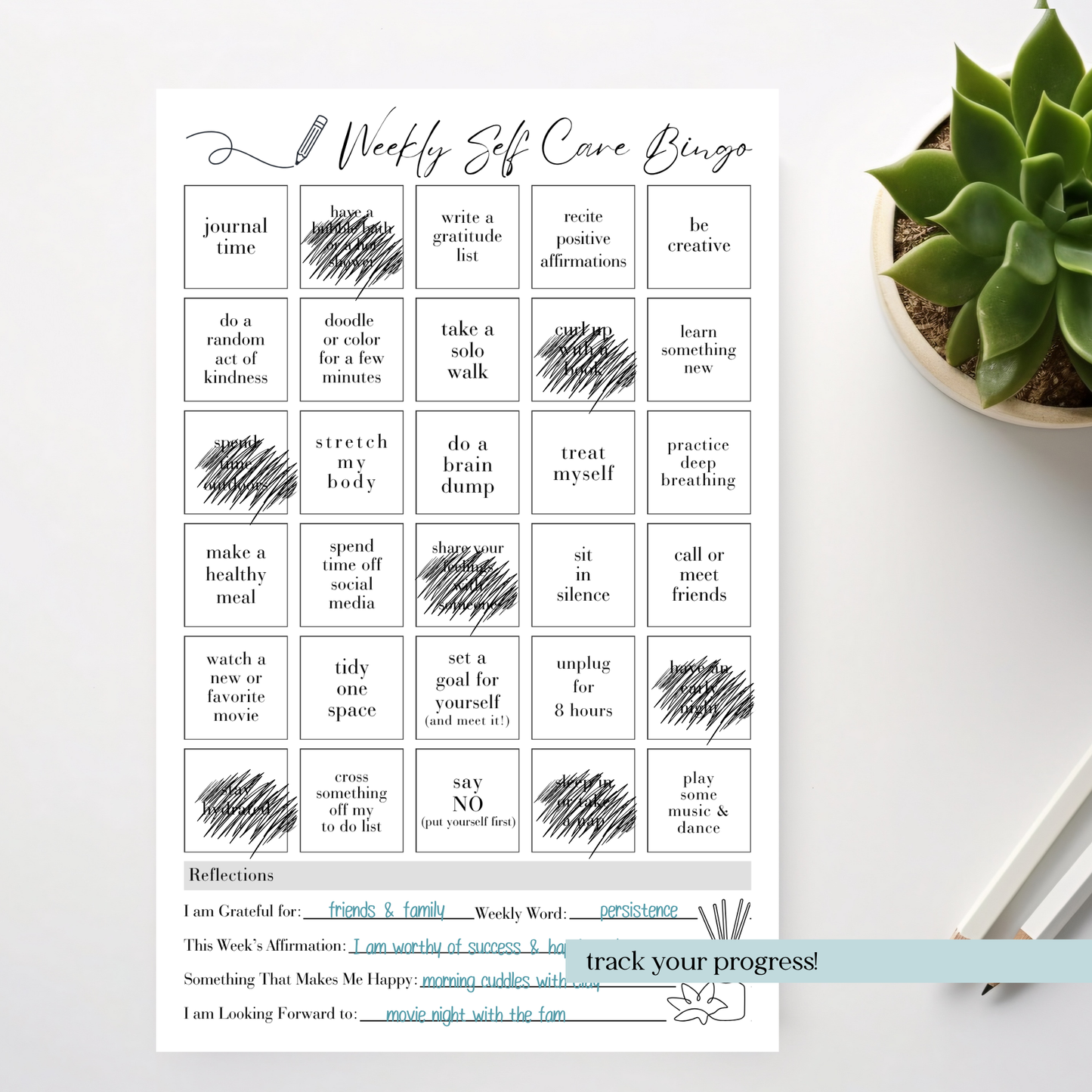 Self-Care BINGO Notepad