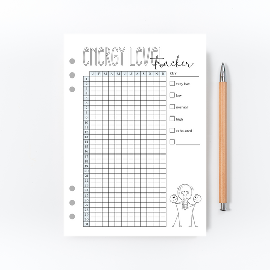 Energy Level Tracker for Bullet Journal