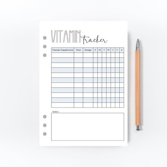 Weekly Vitamin Tracker for Bullet Journal
