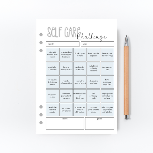Self Care Challenge for Bullet Journal